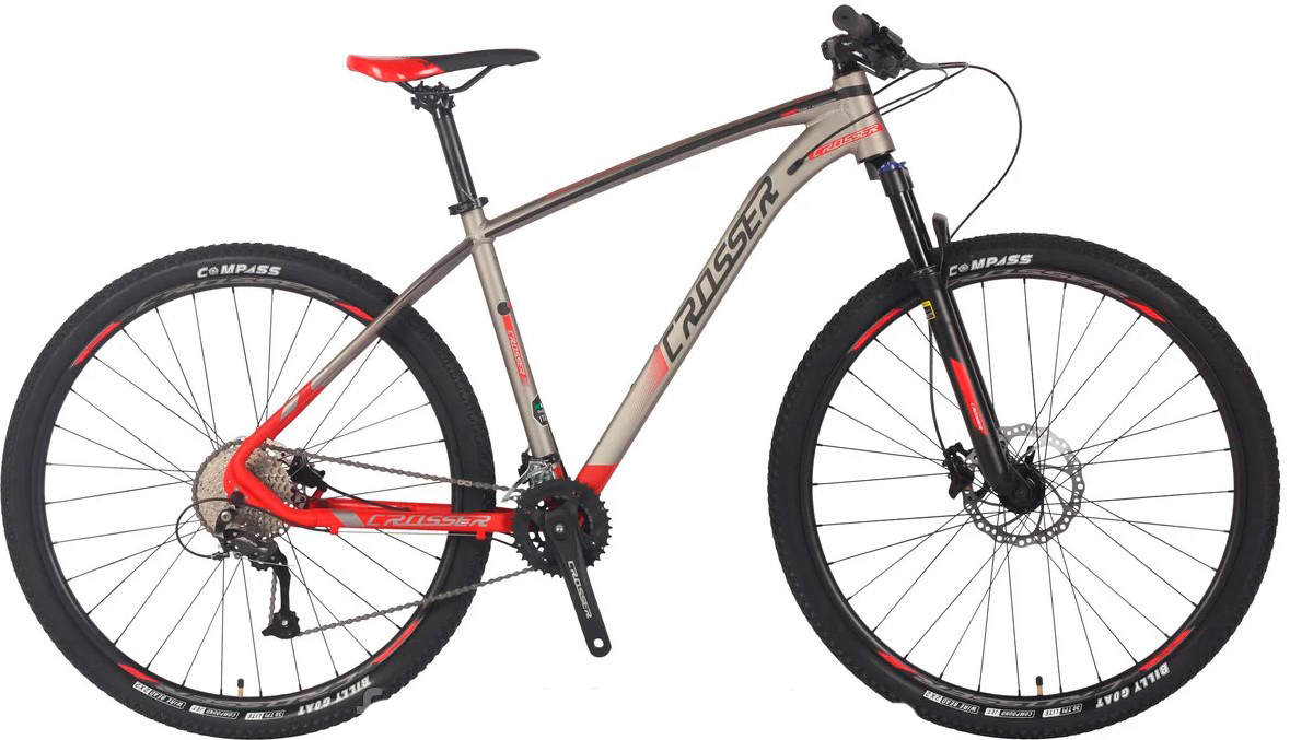 Фотографія Велосипед Crosser Profi X880 27,5" 2021, розмір М, Сіро-червоний